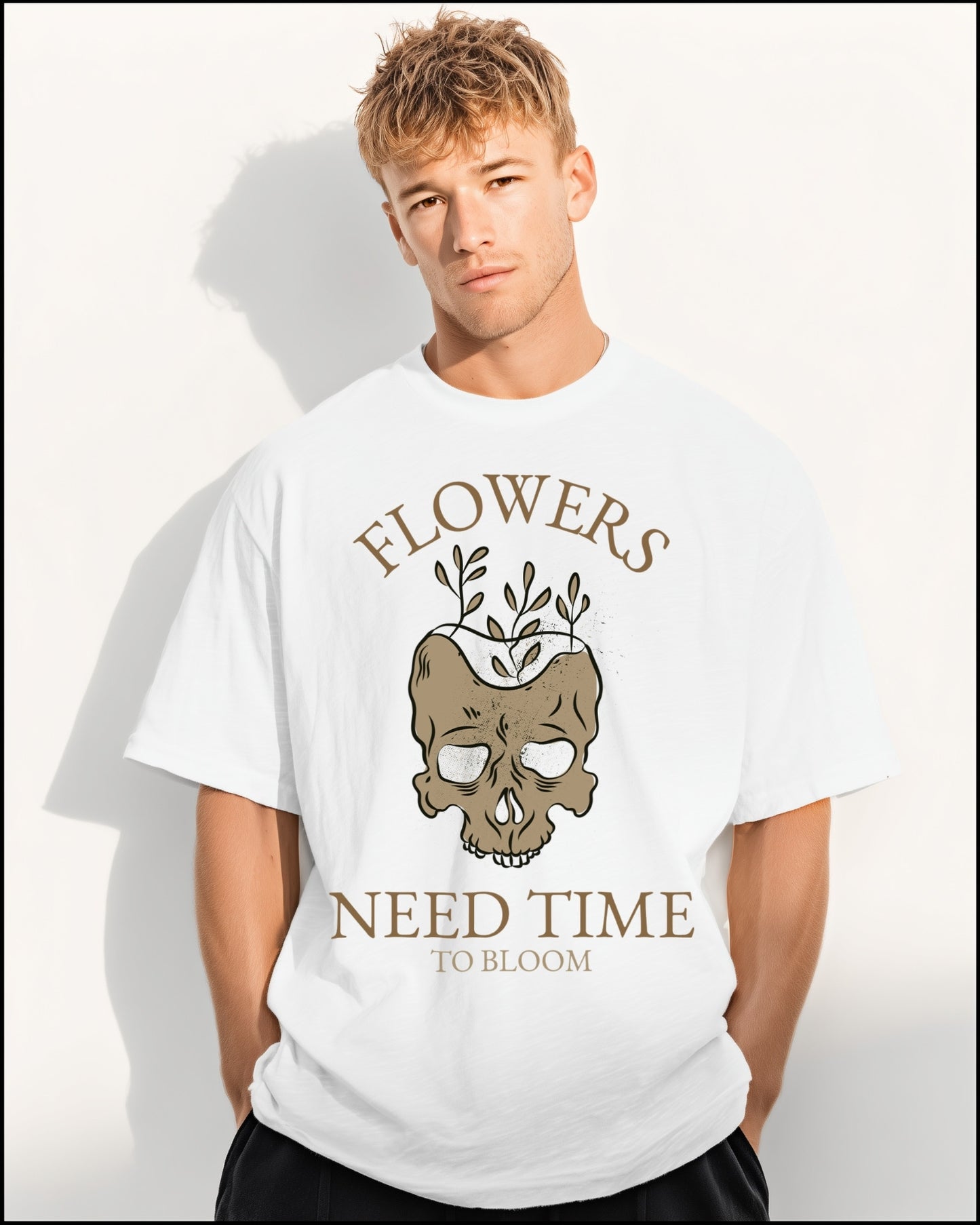 Flowers Need Time To Bloom Oversized Tee